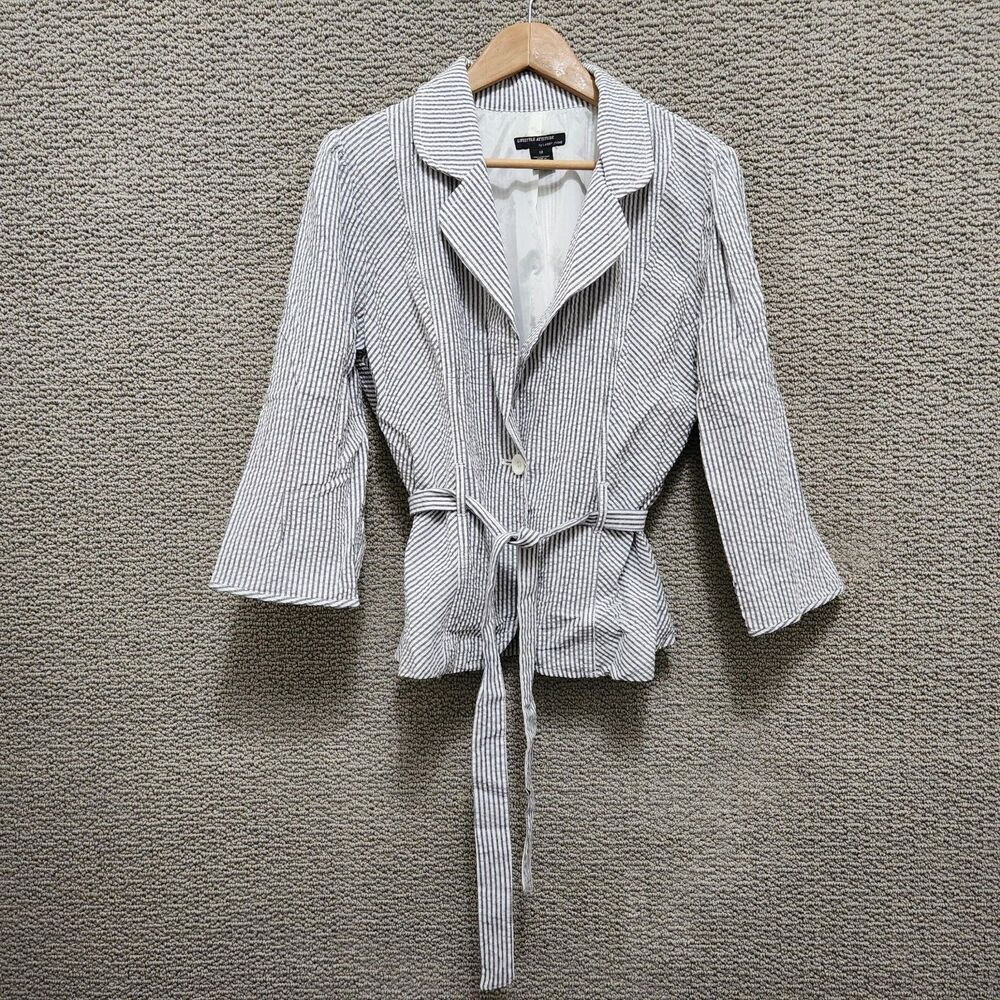 LIFESTYLE ATTITUDE Striped Tie Waist Blazer Women's Size 12